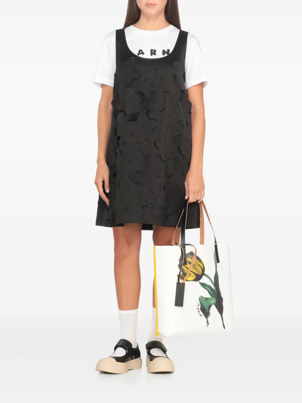 Marni Shopper met tulpprint - Wit