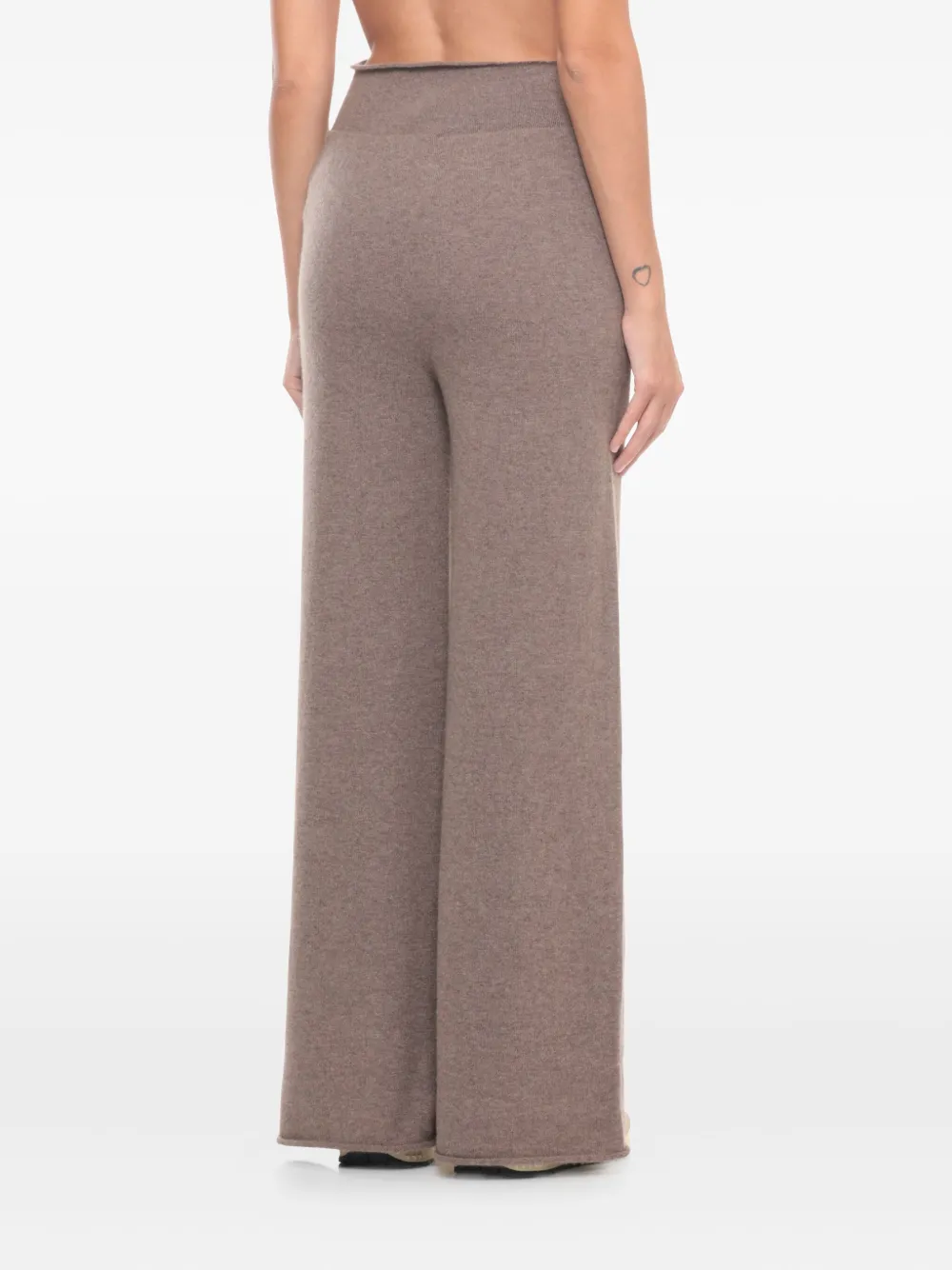 Vanisé High-rise Wide-leg Cashmere Trousers In Brown