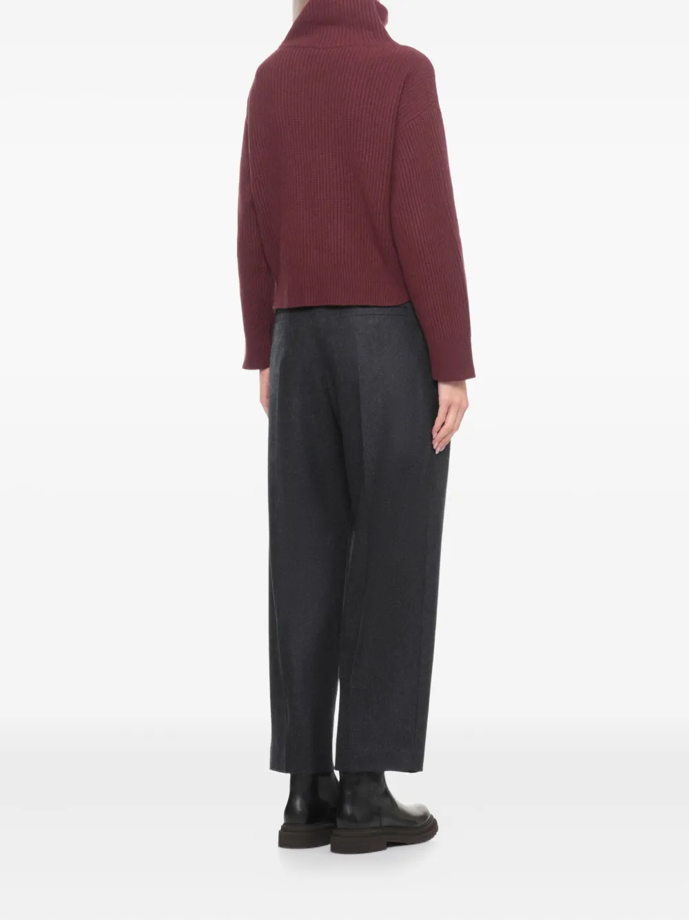 Brunello Cucinelli Button Detail Turtleneck Knitwear Top In Brown