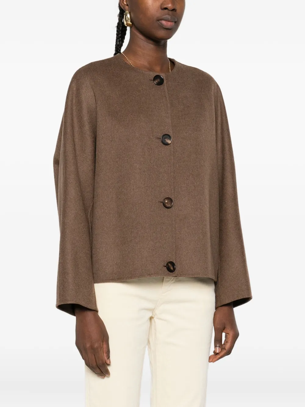 'S Max Mara Jack van scheerwol met knopen Bruin