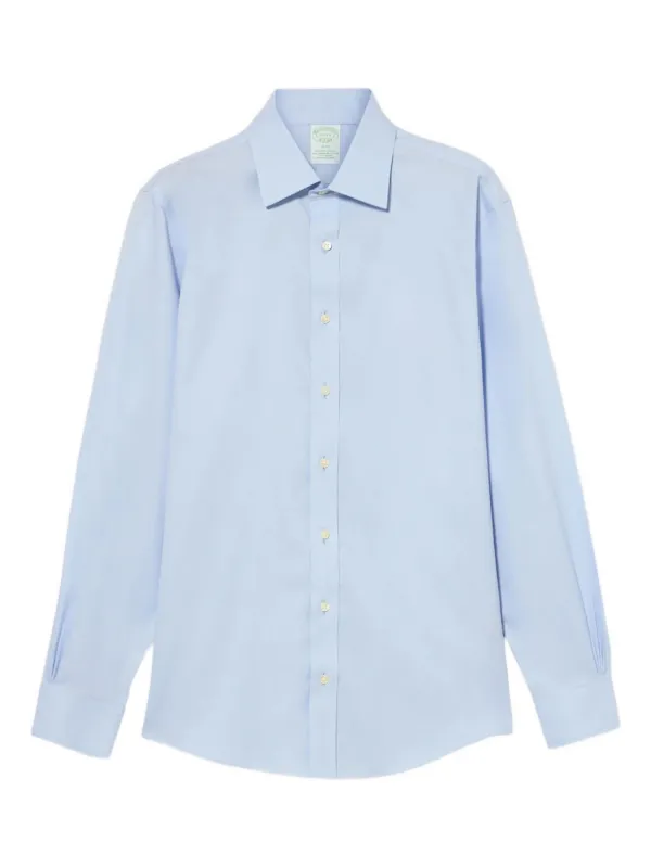 ainsley collar dress shirt Brooks Brothers Men's Big & Tall Stretch Cotton Broadcloth Non-Iron Ainsley Collar, Tattersall Dress Shirt | Blue