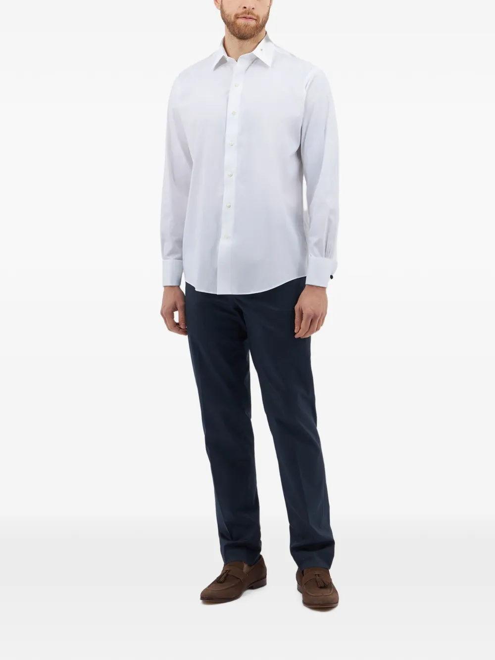 Brooks Brothers Stretch-katoenen overhemd met Ainsley-kraag Wit