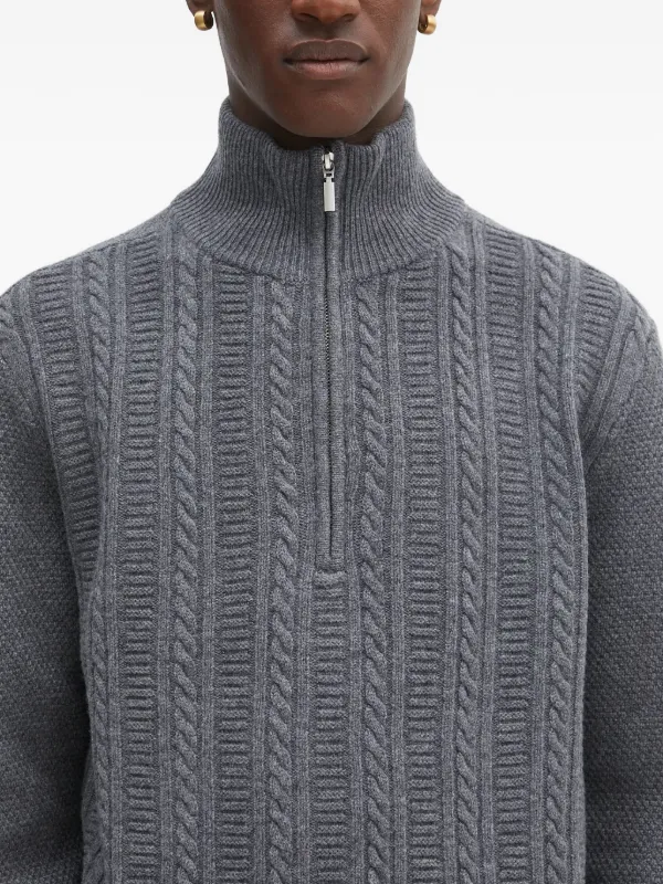   グレー ケーブル編み セーター ハーフジップ A.P.C. ケーブルニット ハーフジップセーター | グレー | FARFETCH JP