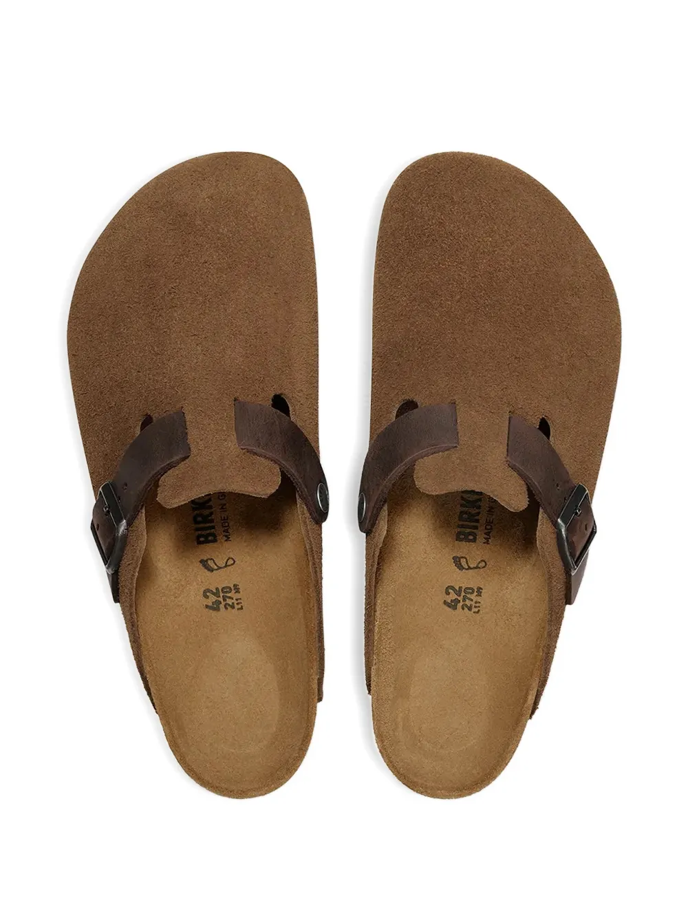 Birkenstock suede buckle clogs Brown