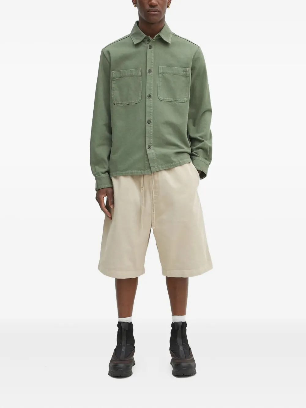 Apc Double-pocket Long-sleeve Shirt In Green