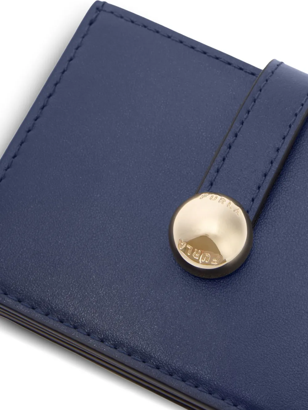 Furla Leather Snap-button Cardholder In Blue
