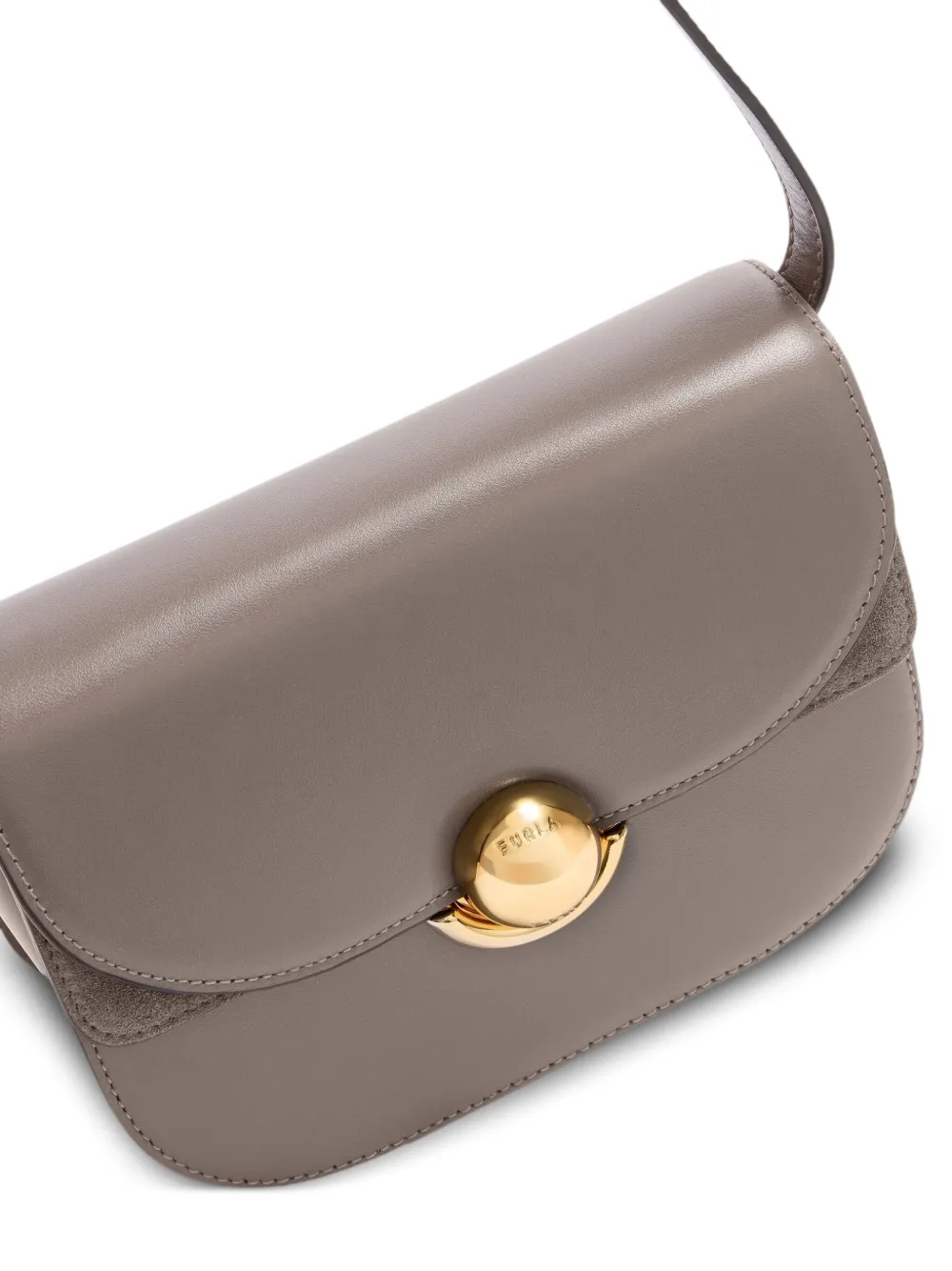 Furla Sfera Curved-flap Cross Body Bag In Gray