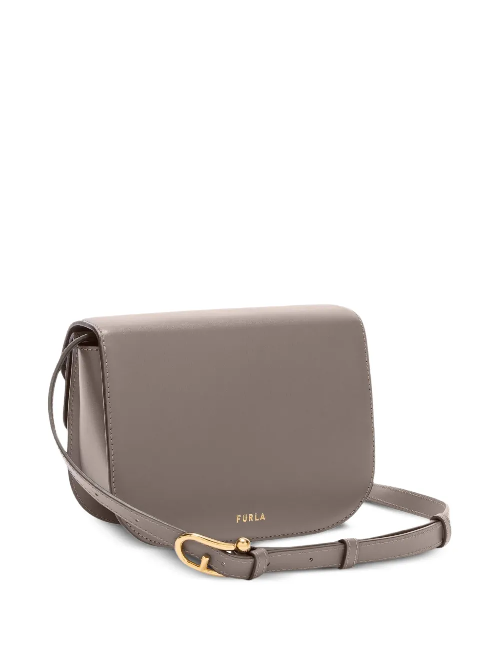 Furla Sfera Curved-flap Cross Body Bag In Gray