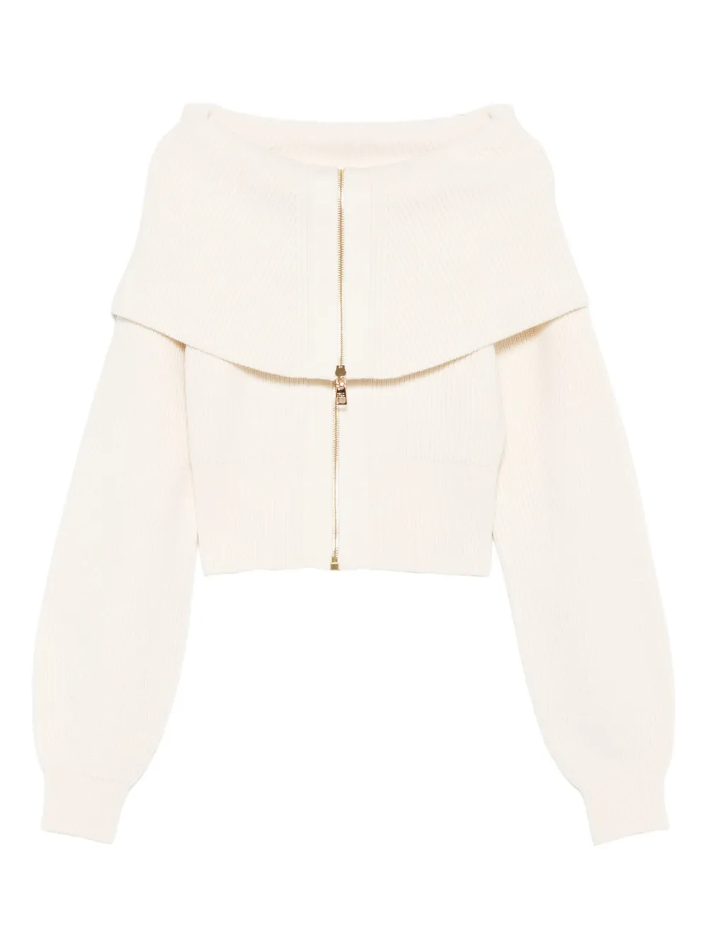 Elisabetta Franchi off-shoulder zip-fastening cardigan | Neutrals | Image 1