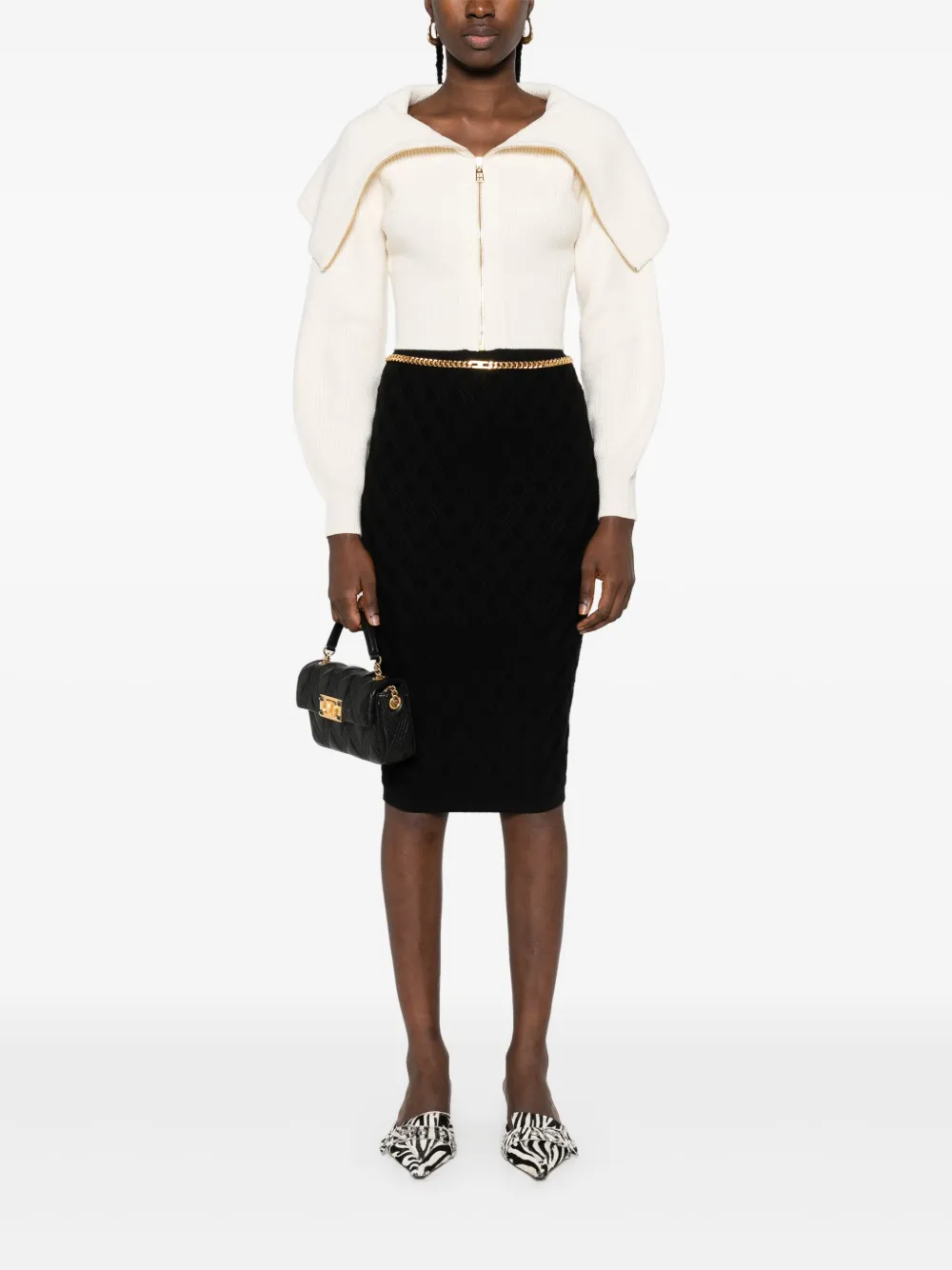 Elisabetta Franchi off-shoulder zip-fastening cardigan | Cardigans | Image 2