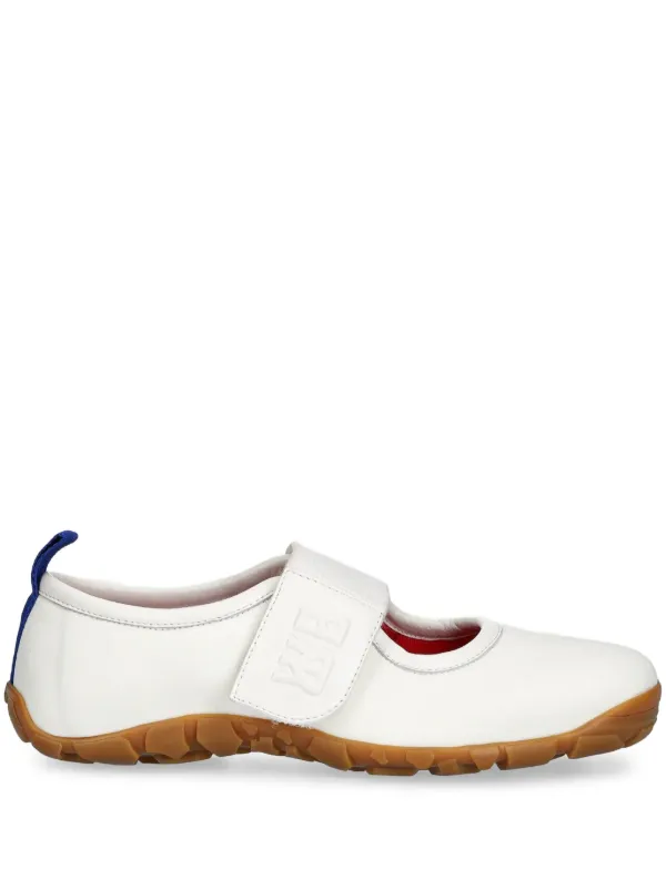 Wales Bonner Leather Strap Ballet Flats in White