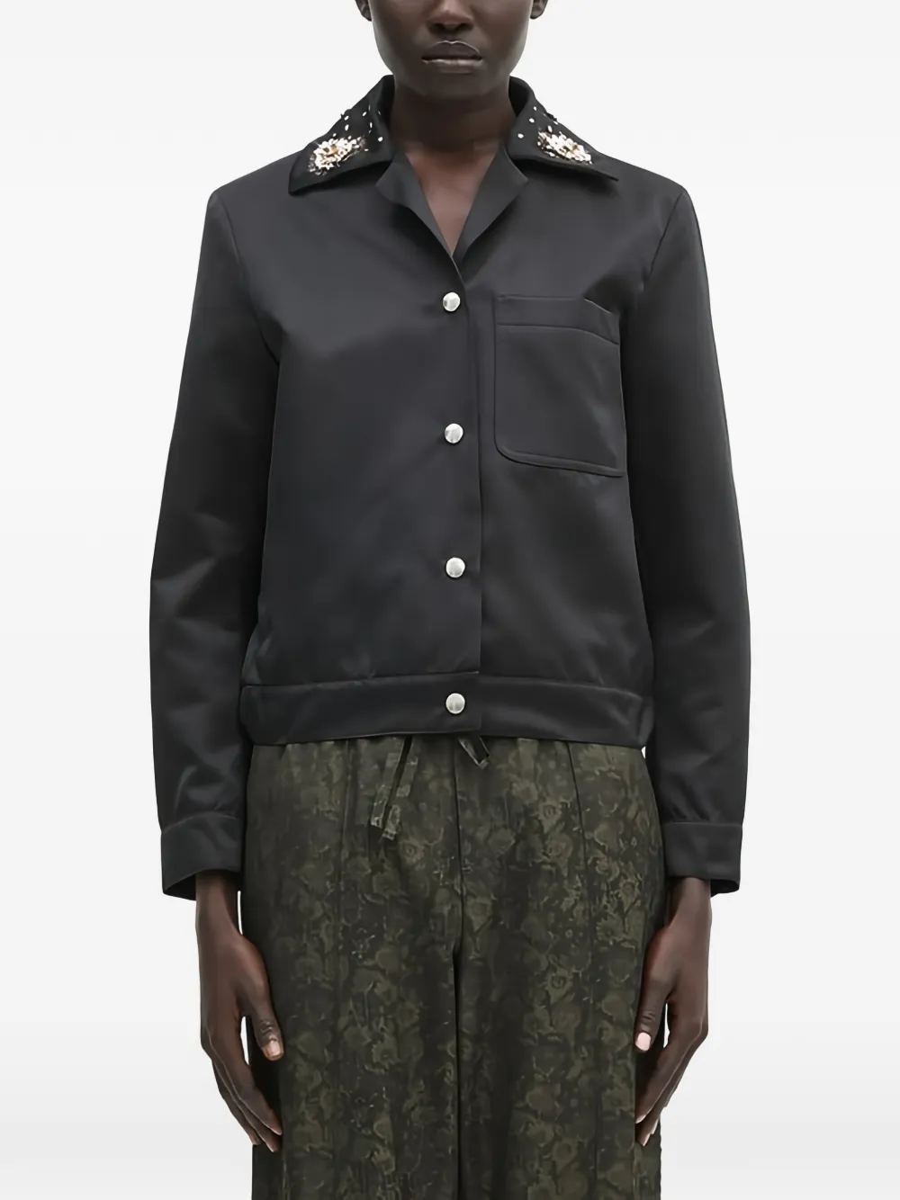 Wales Bonner embellished-collar jacket - Schwarz