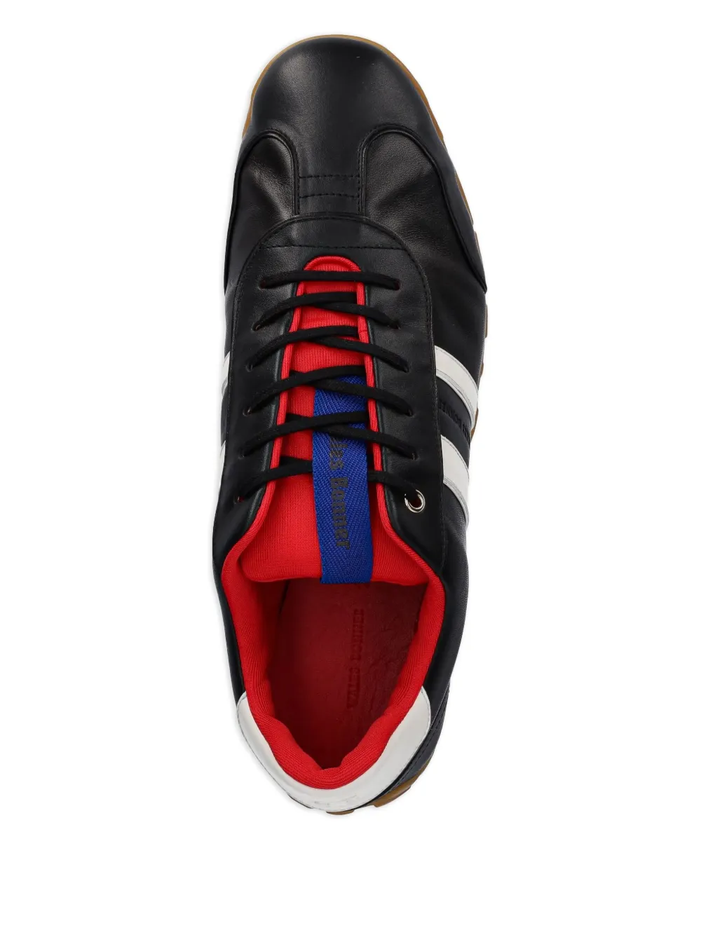 Wales Bonner Cadence gestreepte leren sneakers Zwart