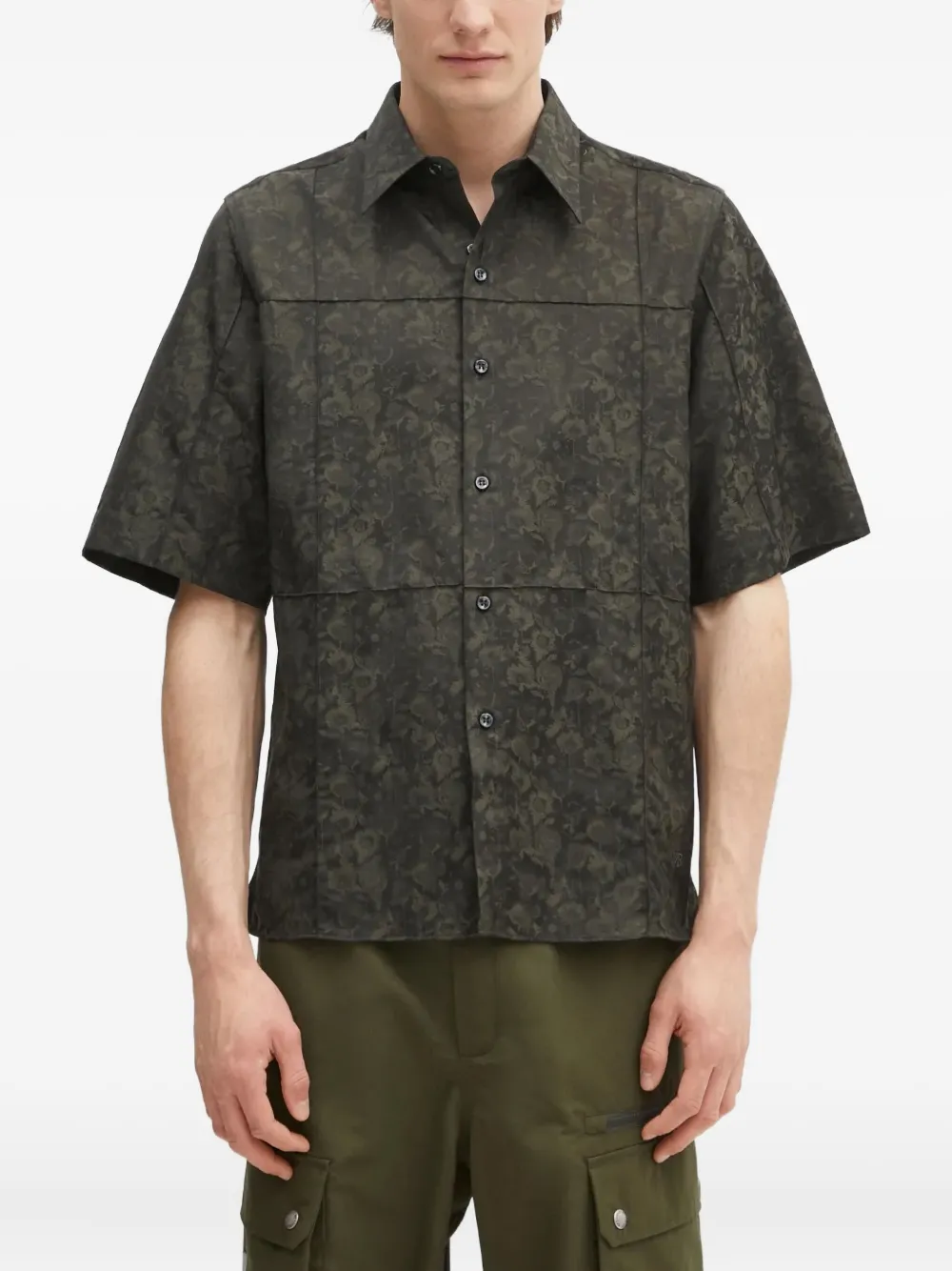Wales Bonner floral-print panelled shirt - グリーン Wales Bonner floral-print panelled shirt - グリーン