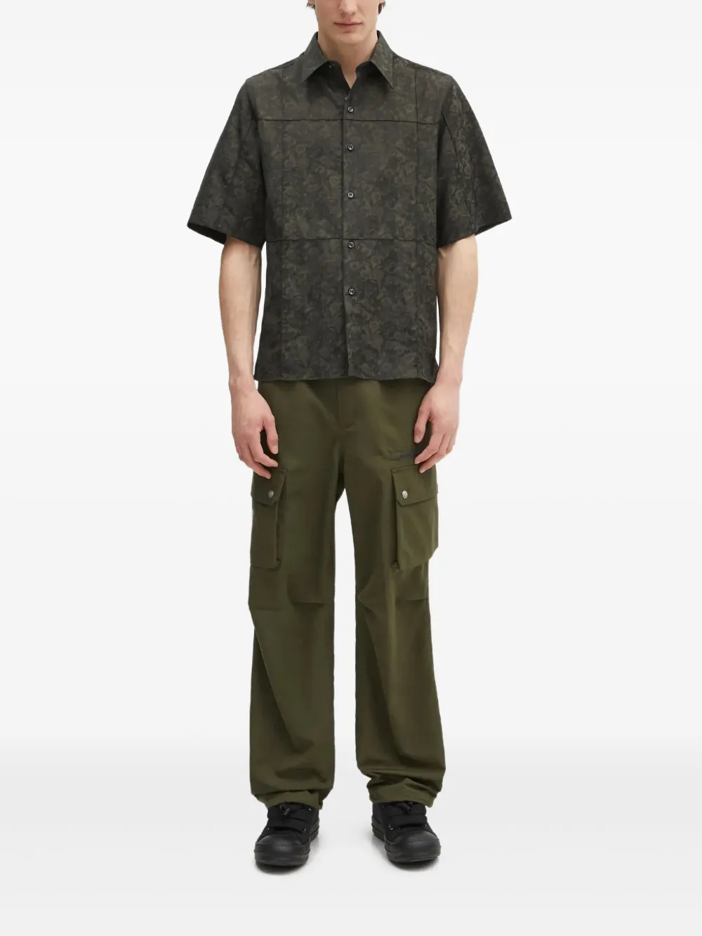 Wales Bonner floral-print panelled shirt - Groen