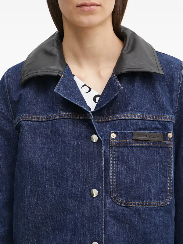 Wales Bonner レザーカラーデニムジャケット | ブルー | FARFETCH JP