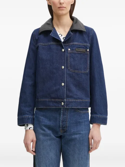 Wales Bonner Jeansjacke mit Lederkragen