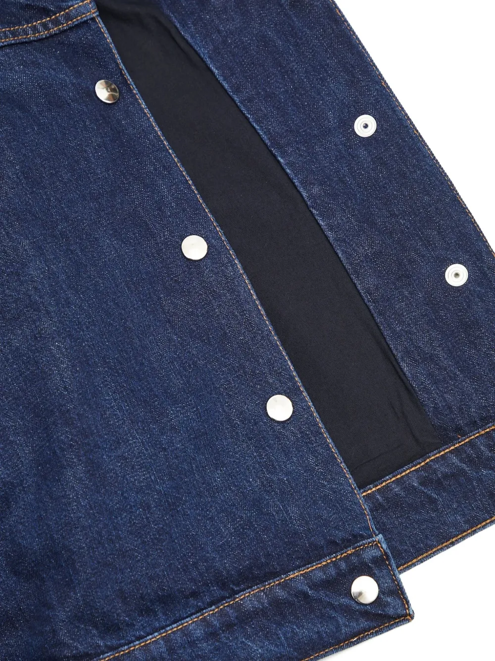 Wales Bonner Denim jack met leren kraag Blauw