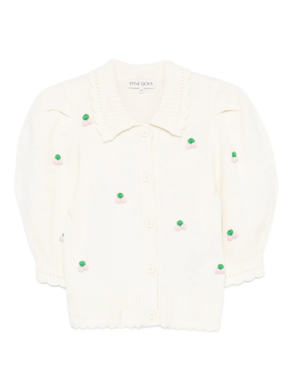 Stine Goya Vest met pofmouwen en borduurwerk Beige