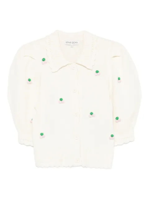 Stine Goya puff-sleeve embroidered cardigan