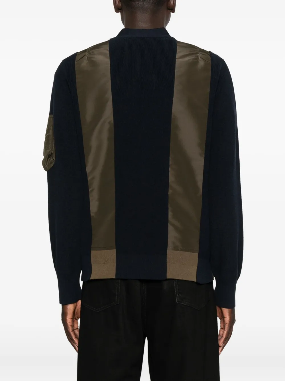 Sacai Nylon Twill X Knit Blouson In Blue
