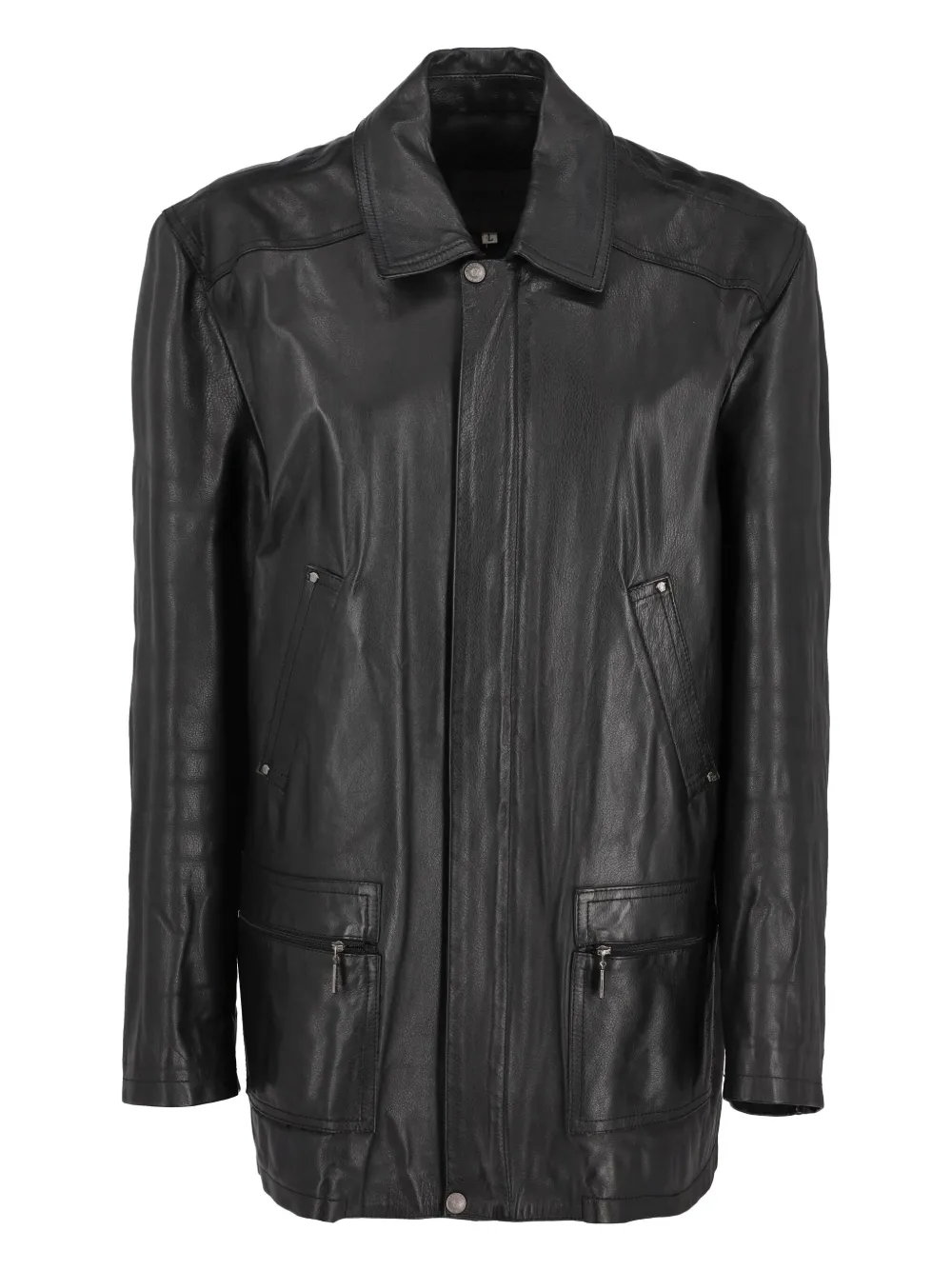 Versace Pre-Owned leather pocket jacket | Black | Image 1