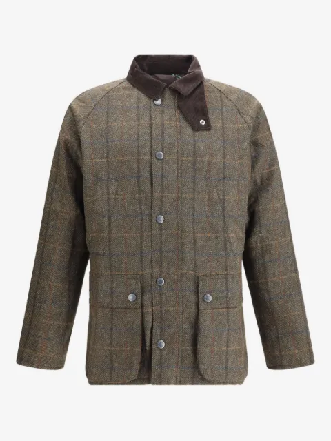 Barbour check-pattern corduroy-collar coat