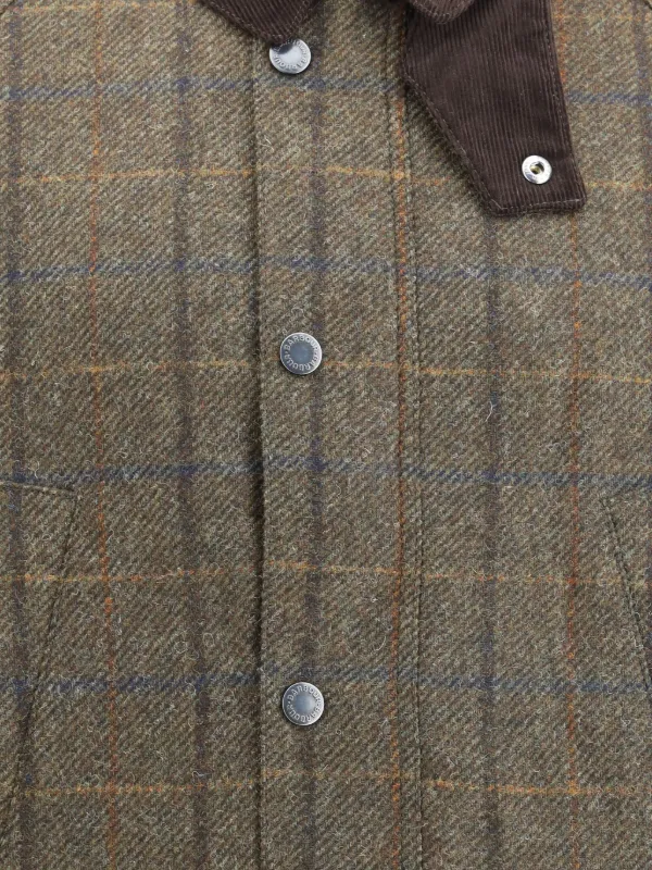 Barbour Casaco Xadrez Com Gola Em Veludo Cotelê | Verde | FARFETCH BR