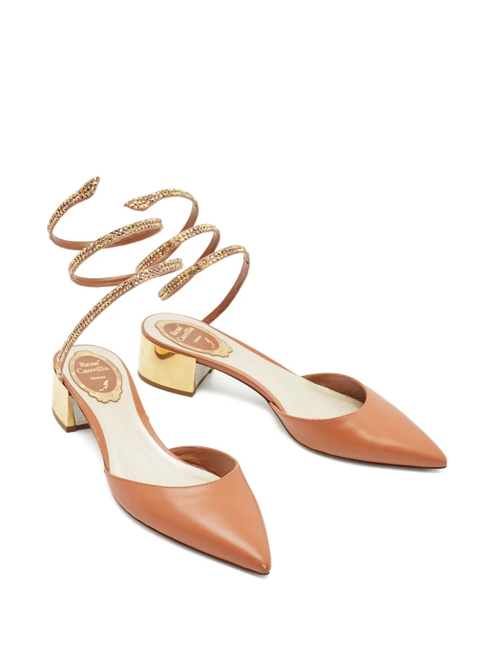 René Caovilla 40 mm pumps met kristallen - Bruin