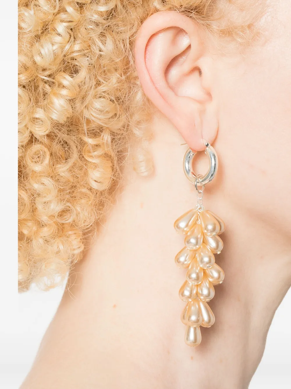 Magda Butrym pearl-drop hoop earrings - Zilver