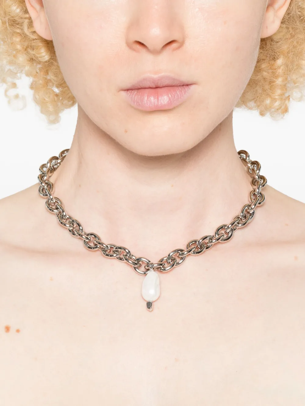 Simone Rocha Pearl-drop Chain Necklace In Metallic