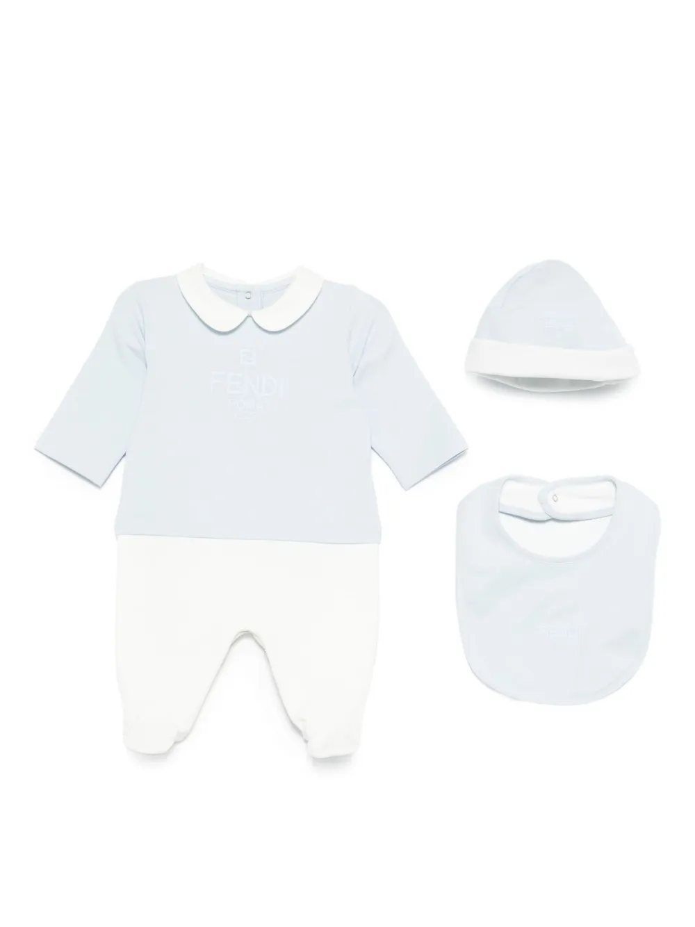 Fendi Kids peter-pan-collar bodysuit set (set of three) - ブルー Fendi Kids peter-pan-collar bodysuit set (set of three) - ブルー