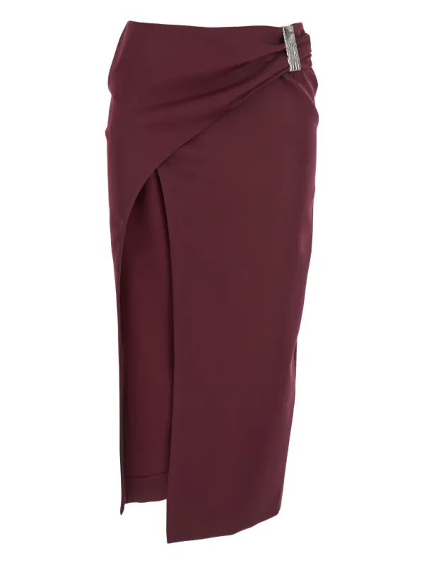 The Attico Draped-front Midi Skirt in Red