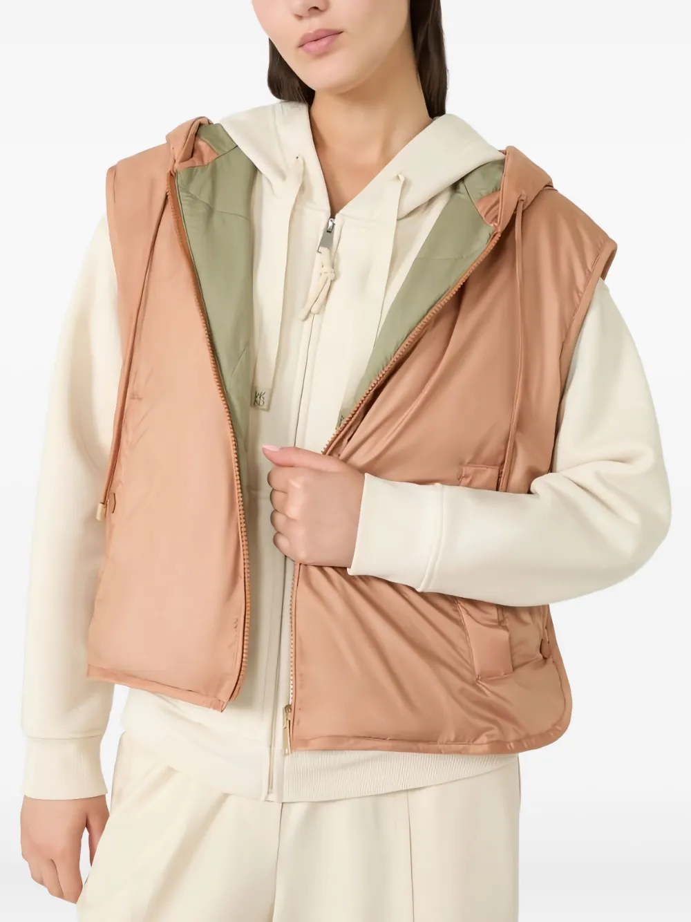 Weekend Max Mara reversible hooded quilted gilet Groen