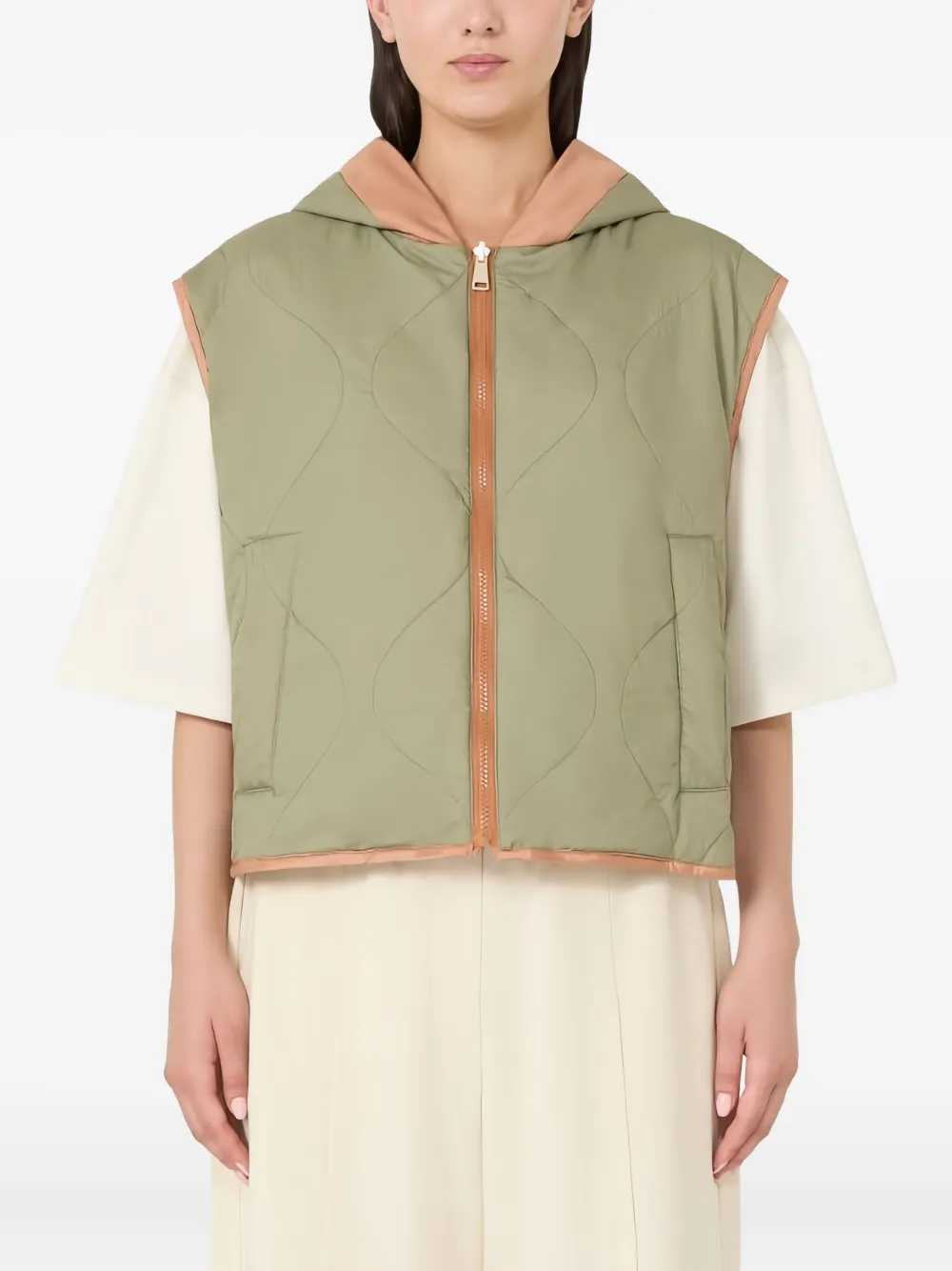 Weekend Max Mara reversible hooded quilted gilet Groen