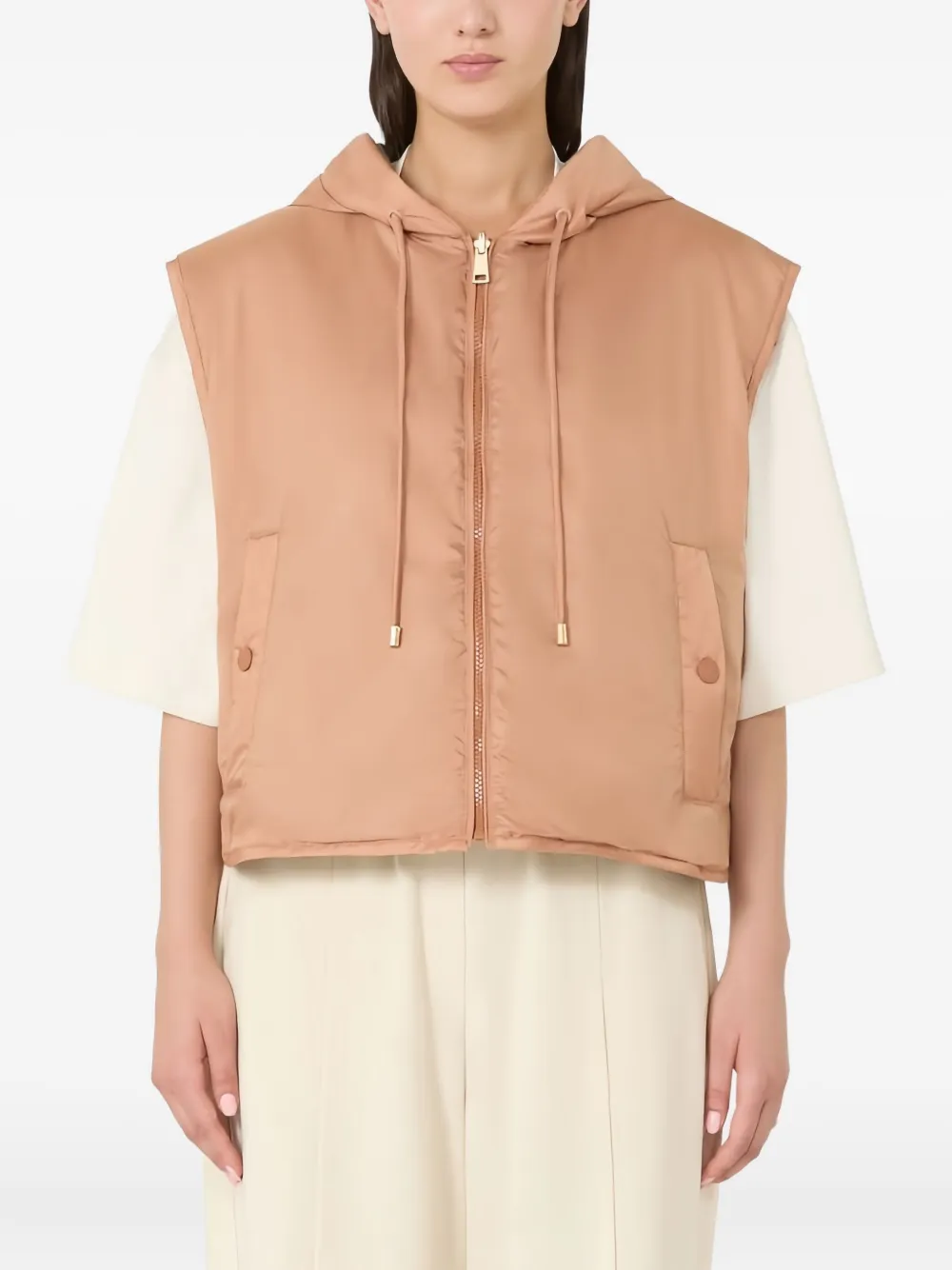 Weekend Max Mara reversible hooded quilted gilet Groen