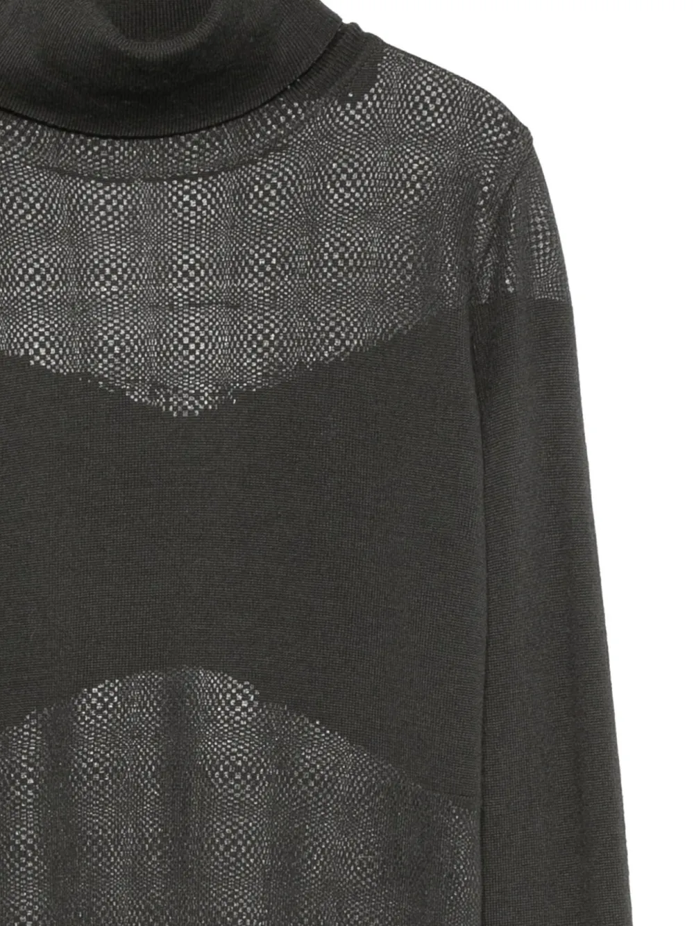 Pre-owned Gianfranco Ferre 2000s Mesh-panel Turtleneck Sweater In Gray