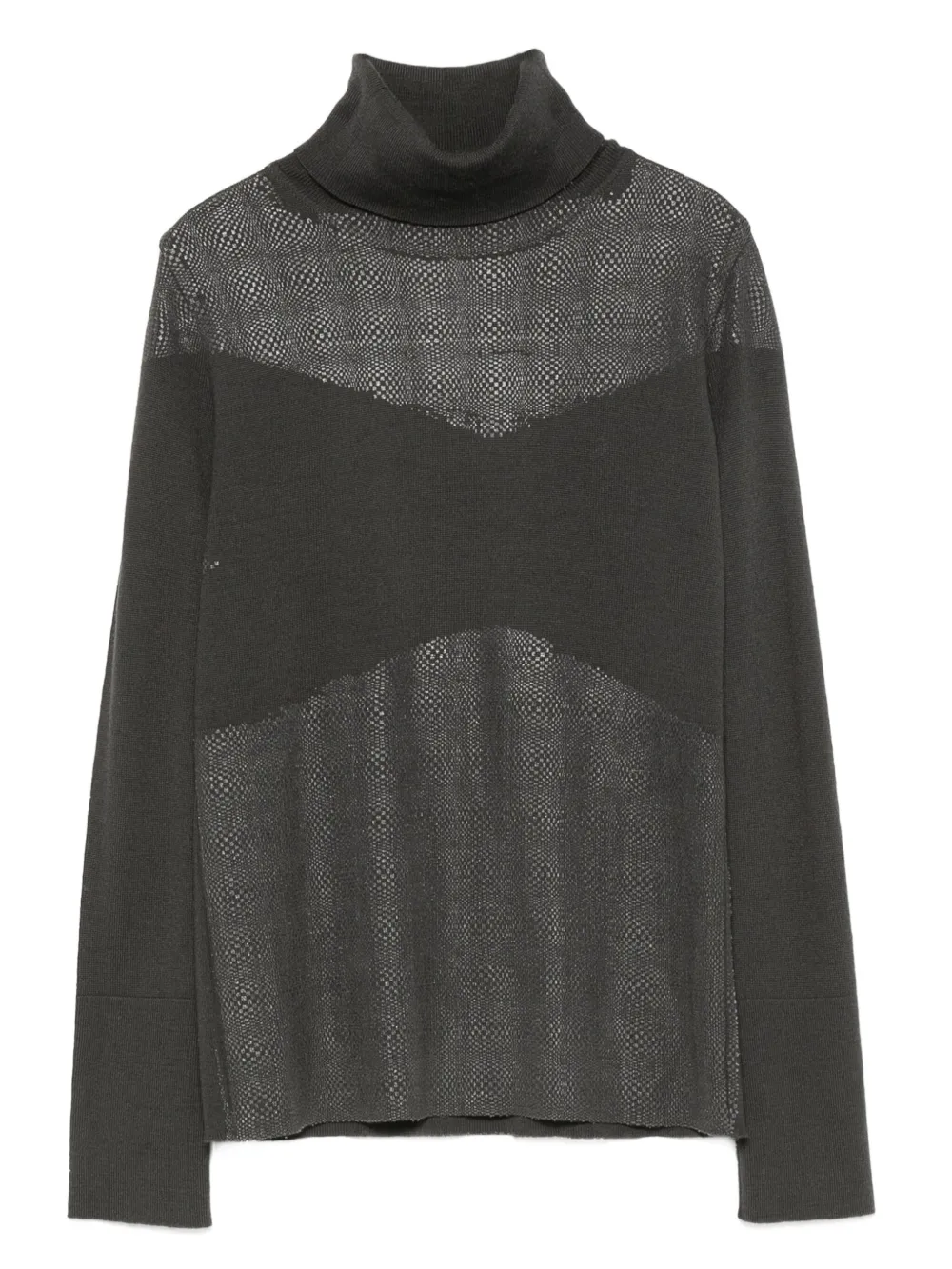 Gianfranco Ferré Pre-Owned 2000s mesh-panel turtleneck sweater | Grey | Image 1