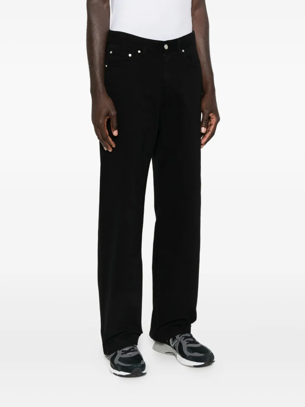 Arte Antwerp Buttoned Straight-leg Jeans In Black