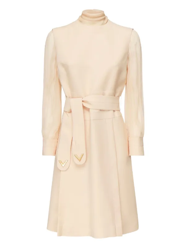 chinese dress ladies VALENTINO LACE PANELED WOOL AND SILK BLEND MIDI DRESS IT 40 UK 8 main image 0
