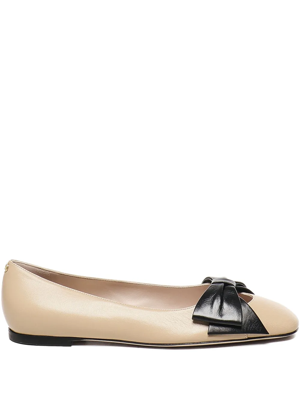 Valentino Garavani Bow-detail Leather Ballet Flats In Neutral
