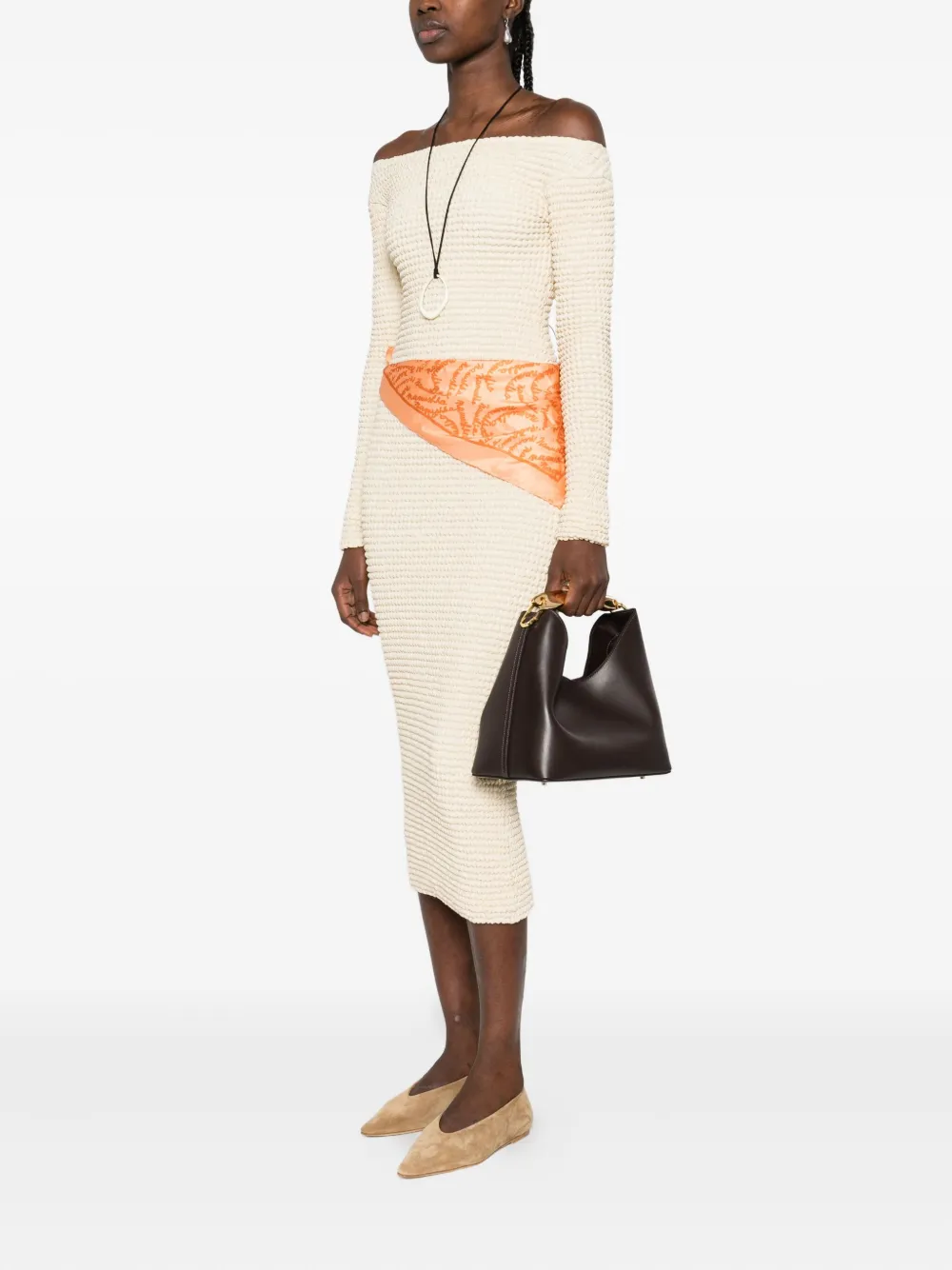 Elleme Boomerang leren shopper met handgreep - Bruin