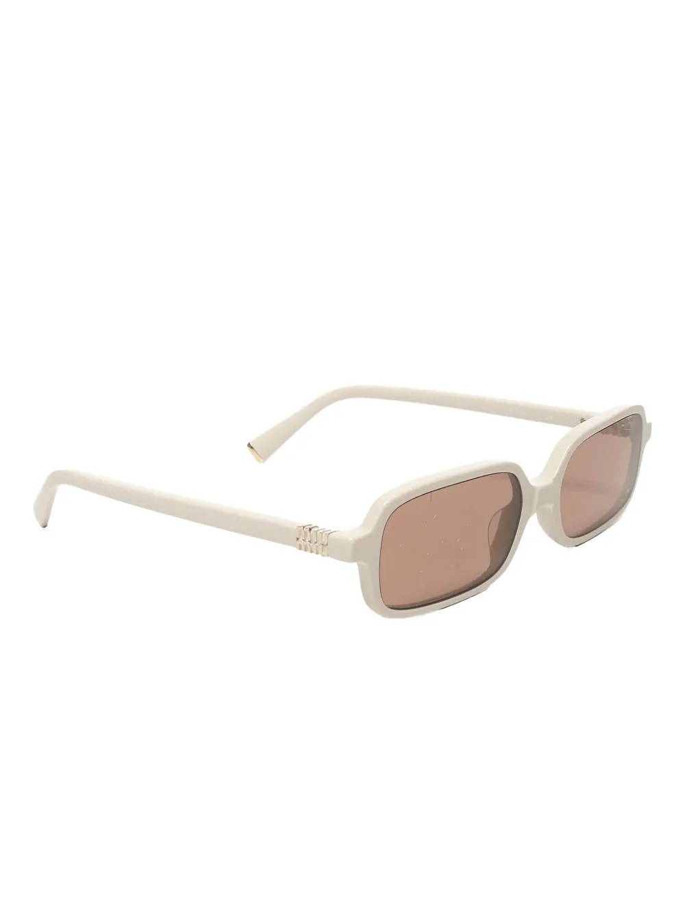 Miu Miu Zonnebril met rechthoekig montuur en logodetail - Beige