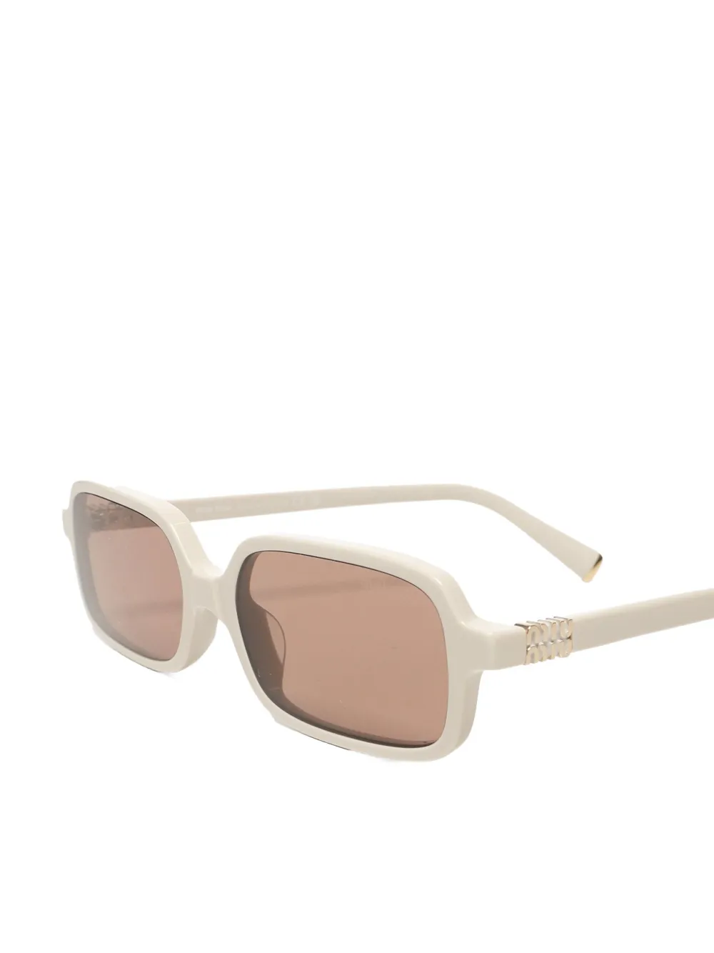Miu Zonnebril met rechthoekig montuur en logodetail Beige