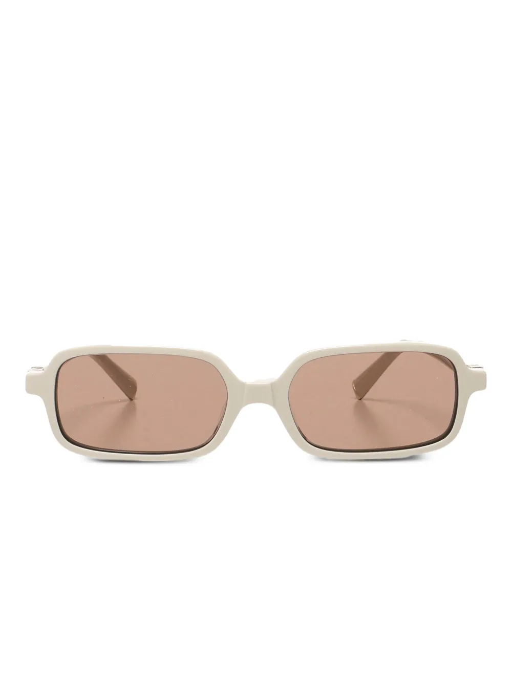 Miu Zonnebril met rechthoekig montuur en logodetail Beige