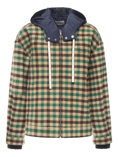 Miu Miu gingham-check hooded jacket