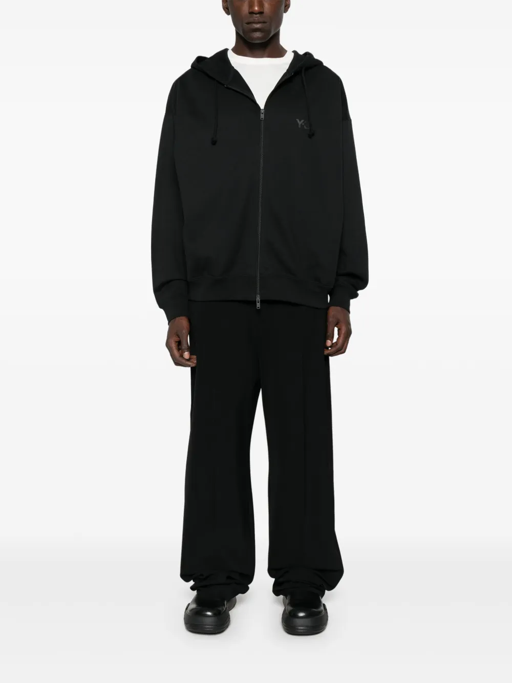 Y-3 Hoodie met rits en logodetail Zwart