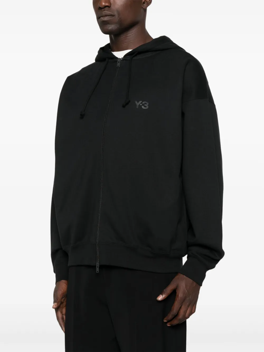 Y-3 Hoodie met rits en logodetail Zwart