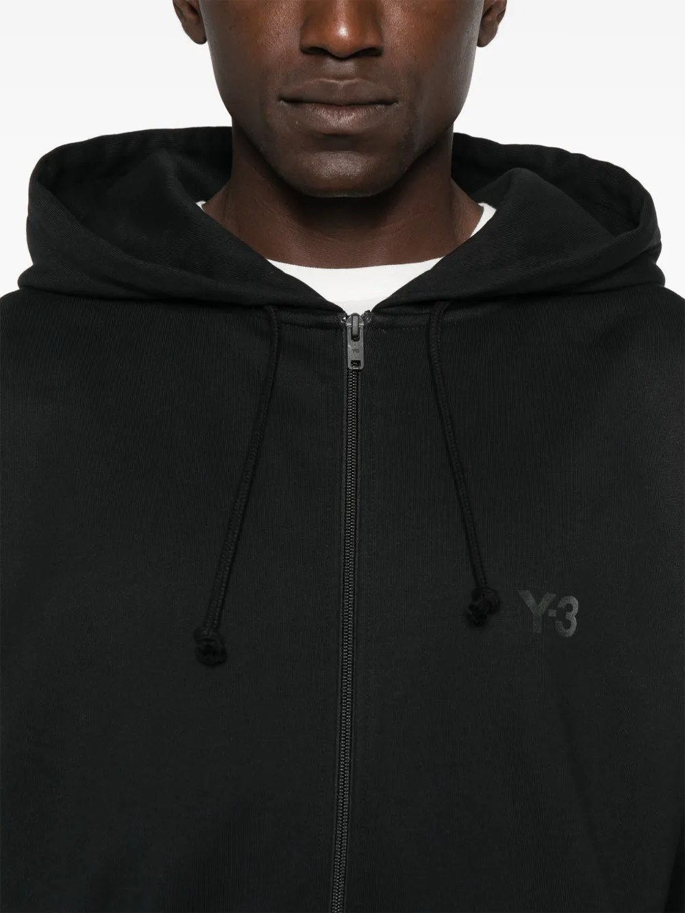 Y-3 Hoodie met rits en logodetail Zwart
