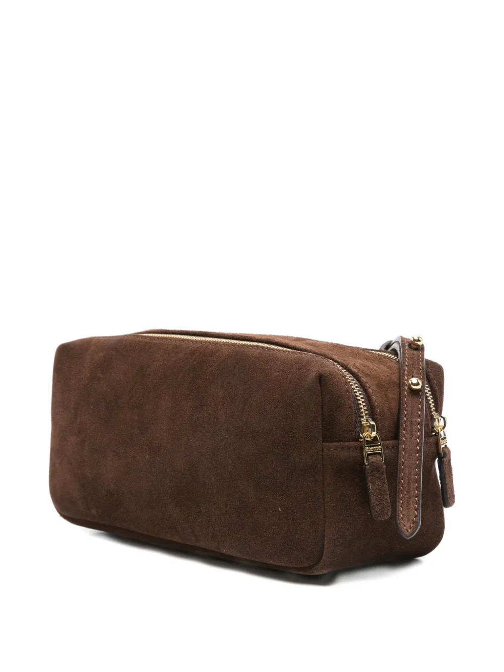 Elleme Mini Trousse Suede Double-zip Shoulder Bag In Brown